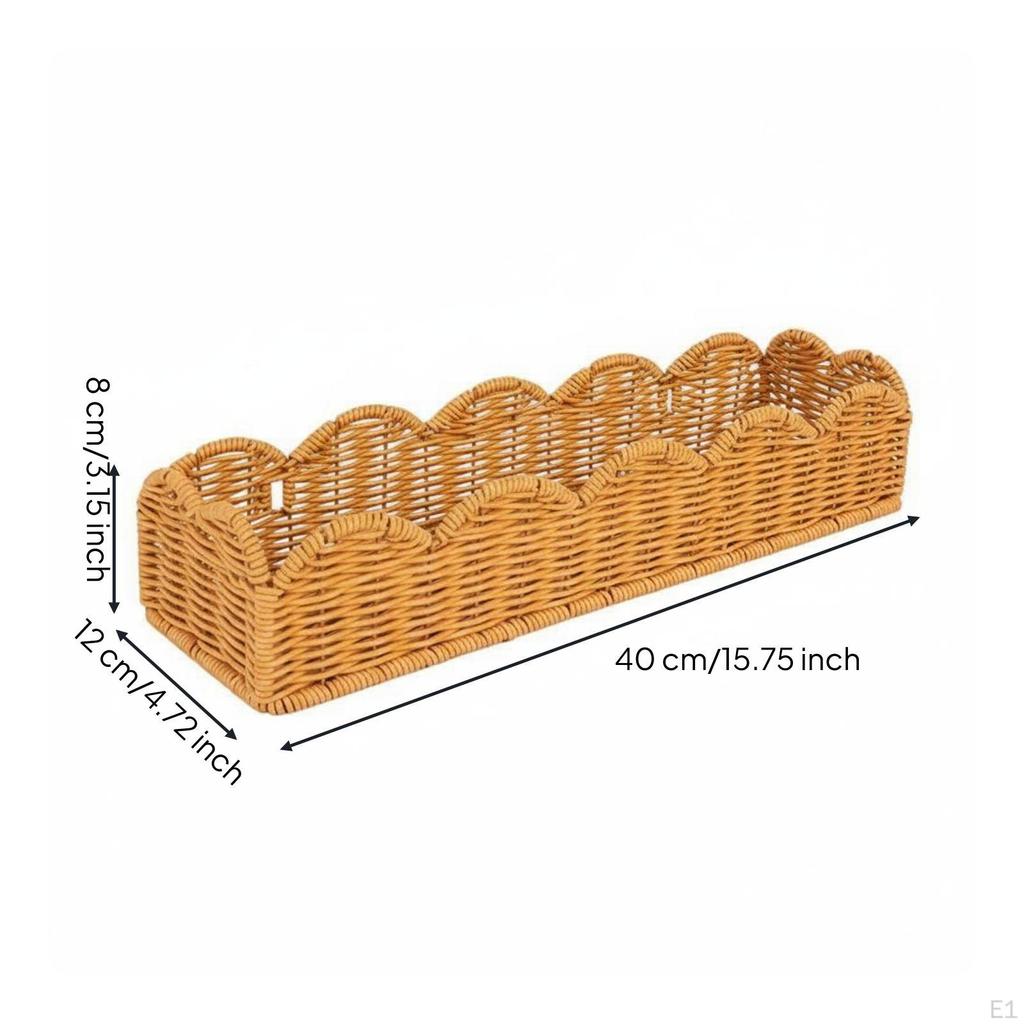 Rectangular Woven Basket Brown Storage OpenTop Wall Organizer for Tabletop