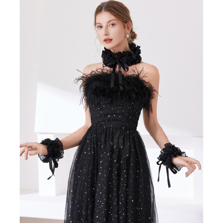 Elegant Arm Sleeves With Layered Petal Detail Elastic Wrist Cuffs Extension Faux Sleeves For Office Women Daily Formal