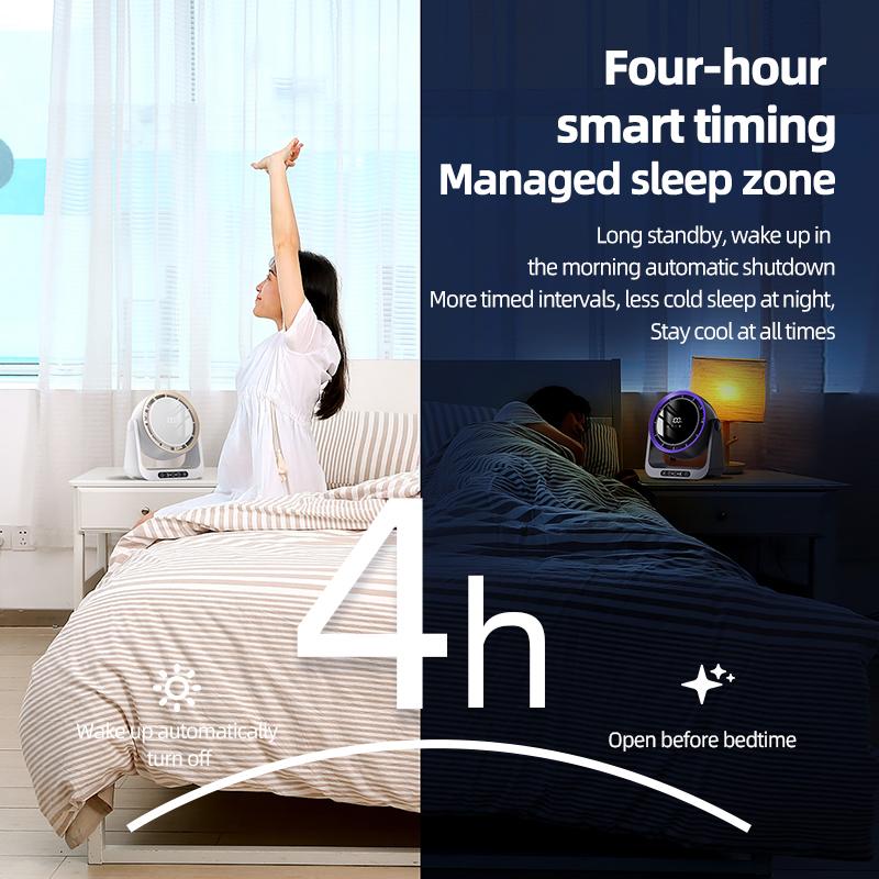 Desktop Circulating Fan With Remote Control Mini Table Fan 4000 mAh Large CapacityRechargeable Wall-mounted Fan With Night Light