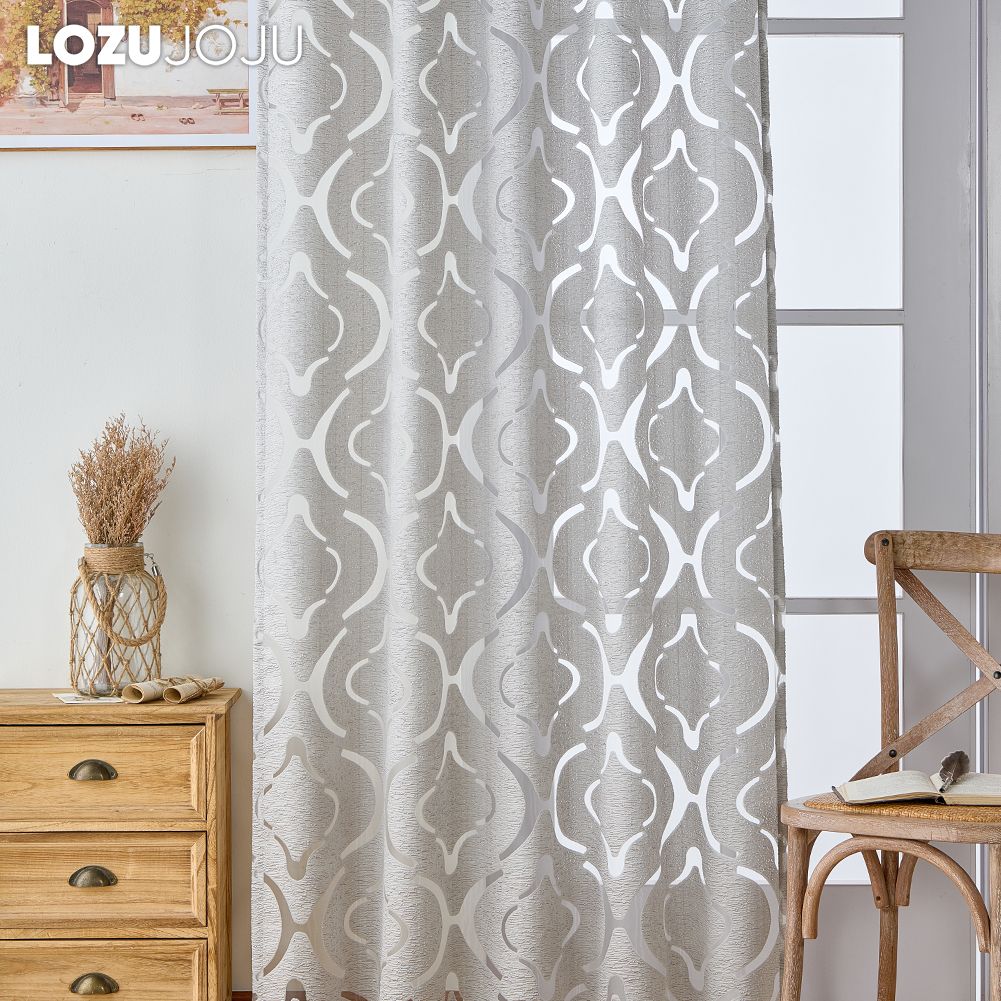 1PC LOZUJOJU 10% Blackout Fashion Versatile Tulle Personalized Floral Jacquard Grey Sheer Curtain for Kitchen Living Room Bedroom Window Home Decor