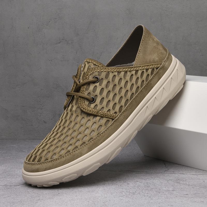 Men's shoes 2025 summer new men's lightweight thick-soled mesh soft-soled loafers non-slip and wear-resistant sports and leisure shoes