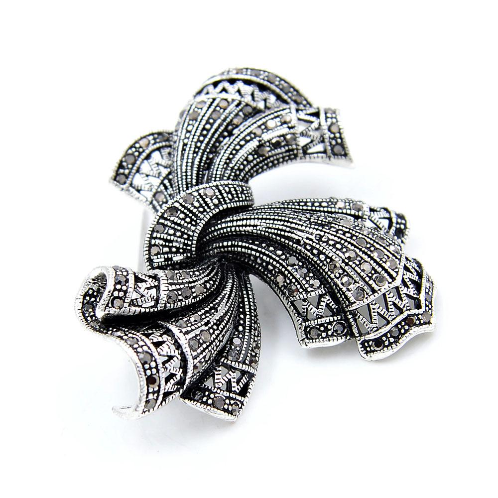 New Rhinestone Large Bow Brooch Vintage Fashion Bowkont Pin 2 Colors Available High Quality