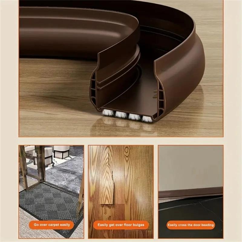 1pc PVC Door Bottom Sealing Strip with Brush Multiple Dustproof Soundproof Washable Weather Strip Snap-In Mount Stripping
