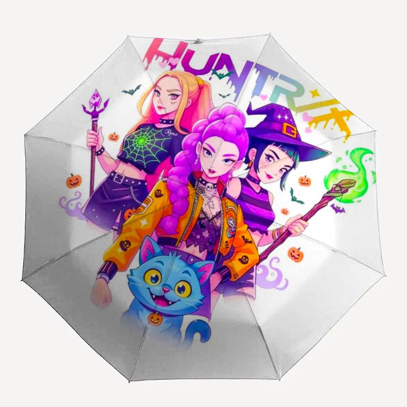 Parapluie Automatique Thème Chasseurs de Démons KPop, Léger et Portable, 8 Baleines, Parfait pour les Voyages en Plein Air, Anniversaires, Noël, Cadeaux.
