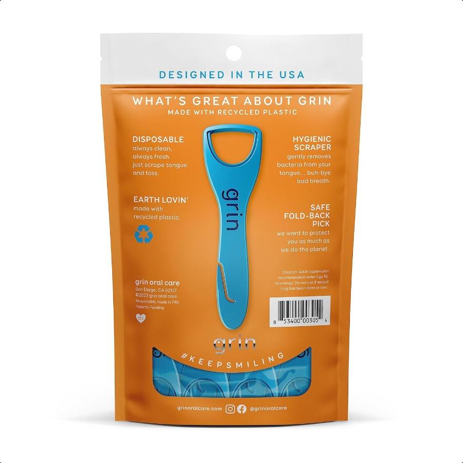 

GRIN Очиститель языка 32 штуки Одноразовый очиститель языка Гигиенический скребок Переработанный пластик Чистый язык Способствует свежему дыханию Вкл United States