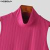 INCERUN Menn Sommer Mockneck Ermeløs Ensfarget Vest Gym Fitness Tanktopper