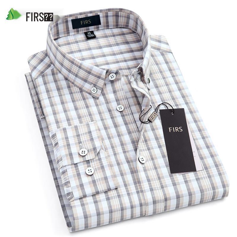 Men s Long-Staple Cotton Plaid Business Casual Long Sleeve Shirt 56/190