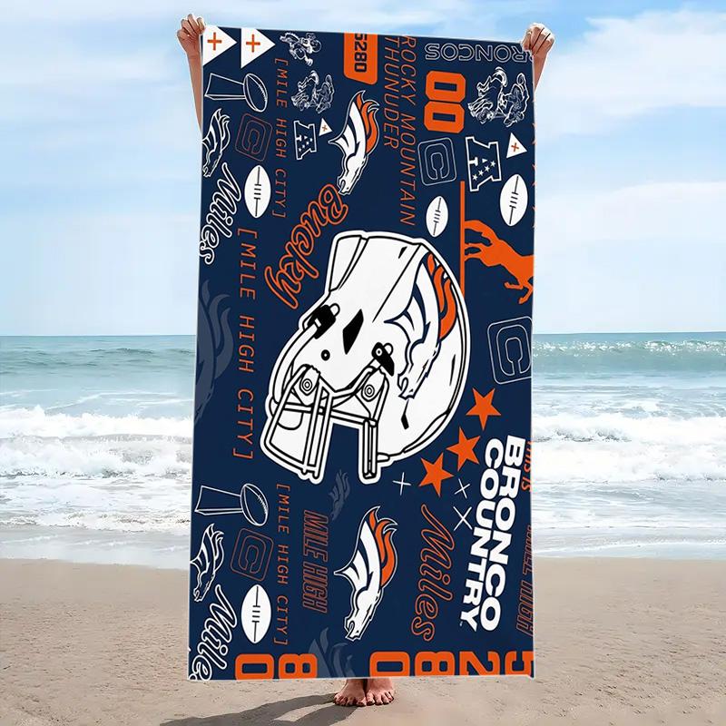 Denver Broncos Druck Strandtuch, Großes Weiches Schnelltrocknendes Handtuch für Strand Camping Schwimmen
