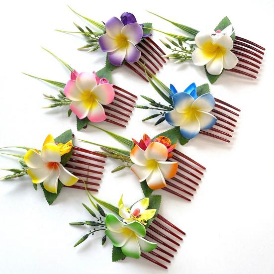 Hair Comb Artificial Flower Design Anti-slip Teeth Hair Organizer Comb Updo Bun Hair Styling Accessory
