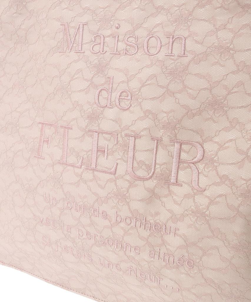 Maison de Fleur Women's Pink Square Tote Bag with Embroidered Lace Logo
