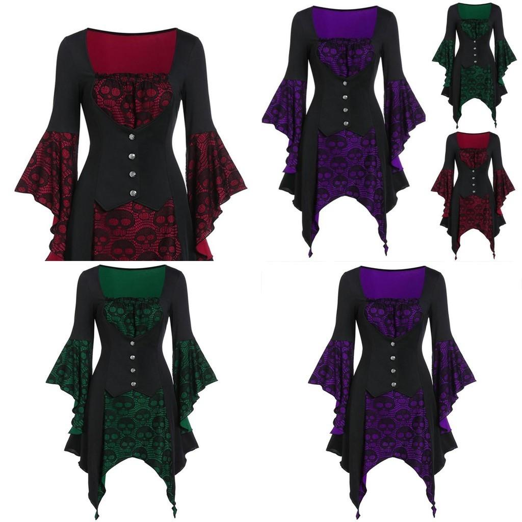 Ladies Retro Fancy Dress Costume With Flared Sleeves And Large Swing Skirt