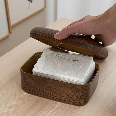 Vintage Simple Walnut Color Tissue Box Household Cat Wood Living Room Storage Carton Wooden Tissue Storage Box