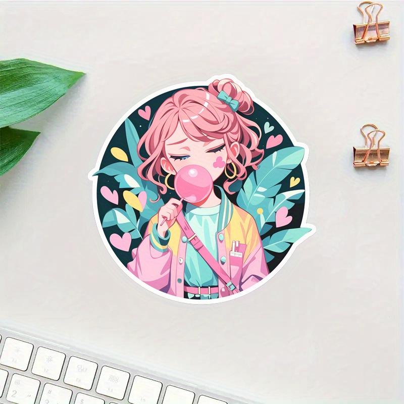 Little Girl Lollipop Sticker Durable for Laptop, Car, Luggage, Skateboard & More - Perfect for Teens, Adults, Creative Decor & Gifting