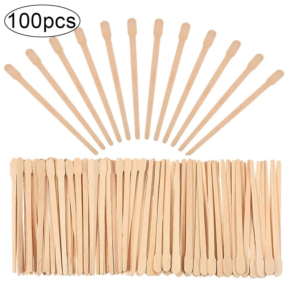 100PCS Woman Wooden Hair Removal Stick Disposable Depilation Spatula Wax Sticks Wood Face Eyebrows Waxing Spatula Beauty Tool