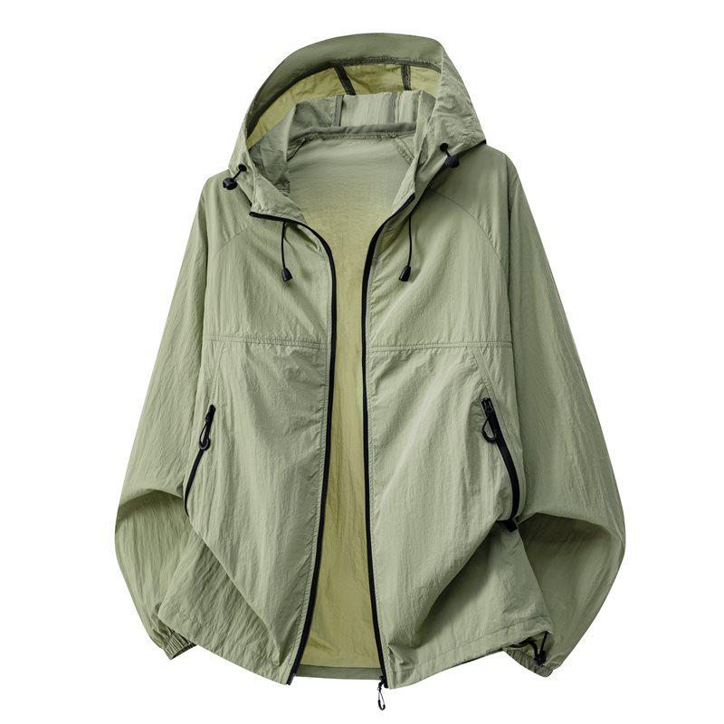 Men's Summer Loose-Fit Color Block Ice Silk Sun Protection Jacket UPF50+