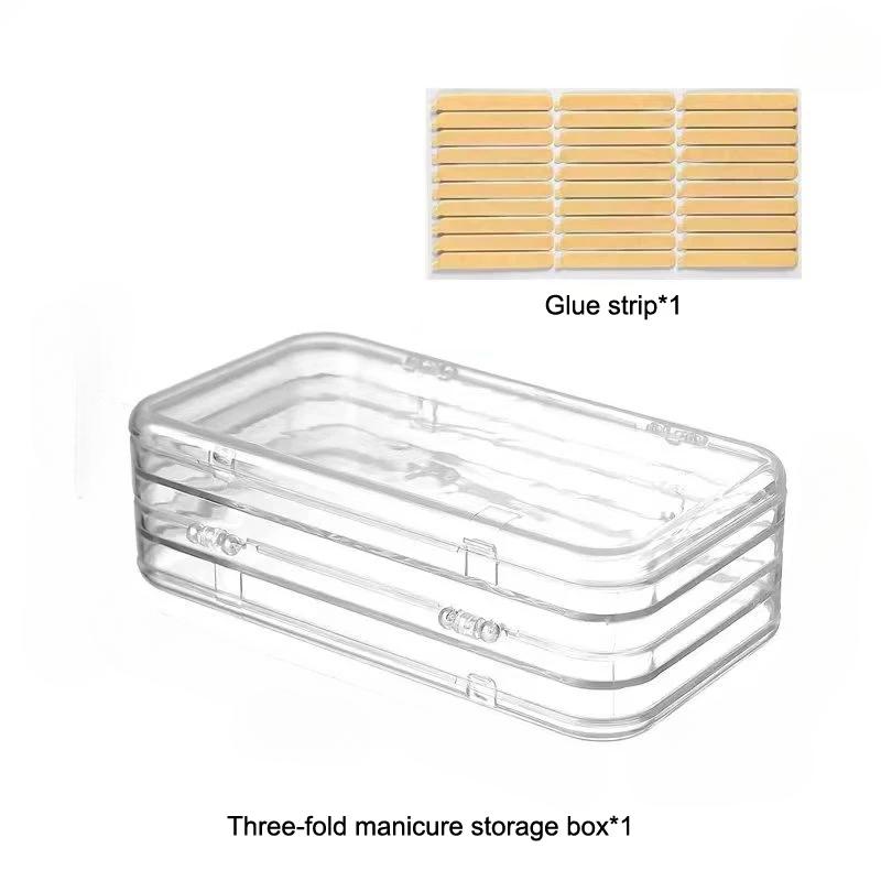 Three Layer Nail Art Storage Box Portable Three Fold Nail Art Organizing Display Box Transparent Dustproof Jewelry Storage Box