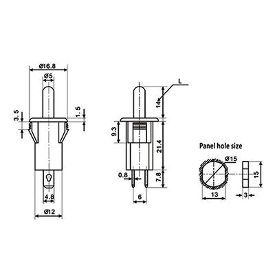 5/15Mm Self Reset Door Control Switch Normally Closed Refrigerator Disinfection Cabinet Light Wardrobe 125/250V