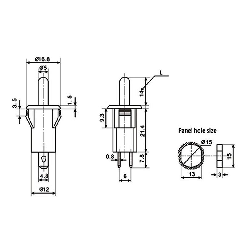 5/15Mm Self Reset Door Control Switch Normally Closed Refrigerator Disinfection Cabinet Light Wardrobe 125/250V