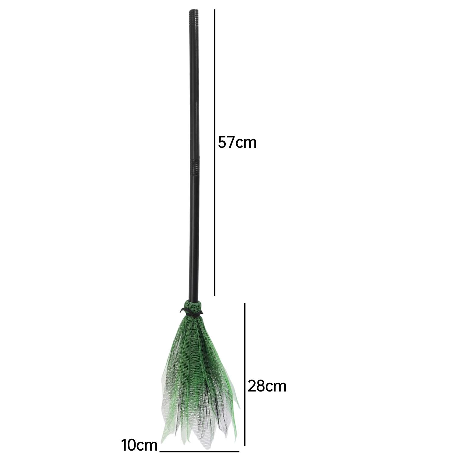 

Funny Wizard Witch Mop Stick Halloween Flying Witch Broom Cosplay Costume Props Detachable Masquerade Dress Up Decoration зелений