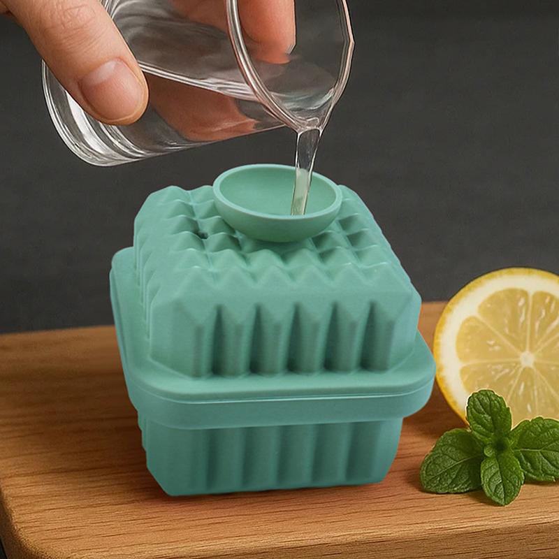 Prism Ice Mold, Etched Ice Cube Mold, Single Ice Tray With Funnel, Square Whiskey Ice Cube Maker