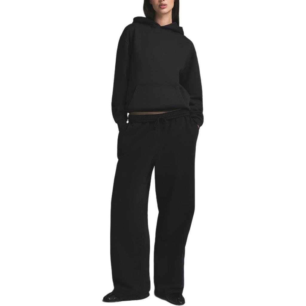 SKIMS Loose Fit Solid Color Casual Kangaroo Pocket Ribbed Trim Hooded Sweatshirt Women Tops Washed-Onyx ZU-ZUP-8022W-WON