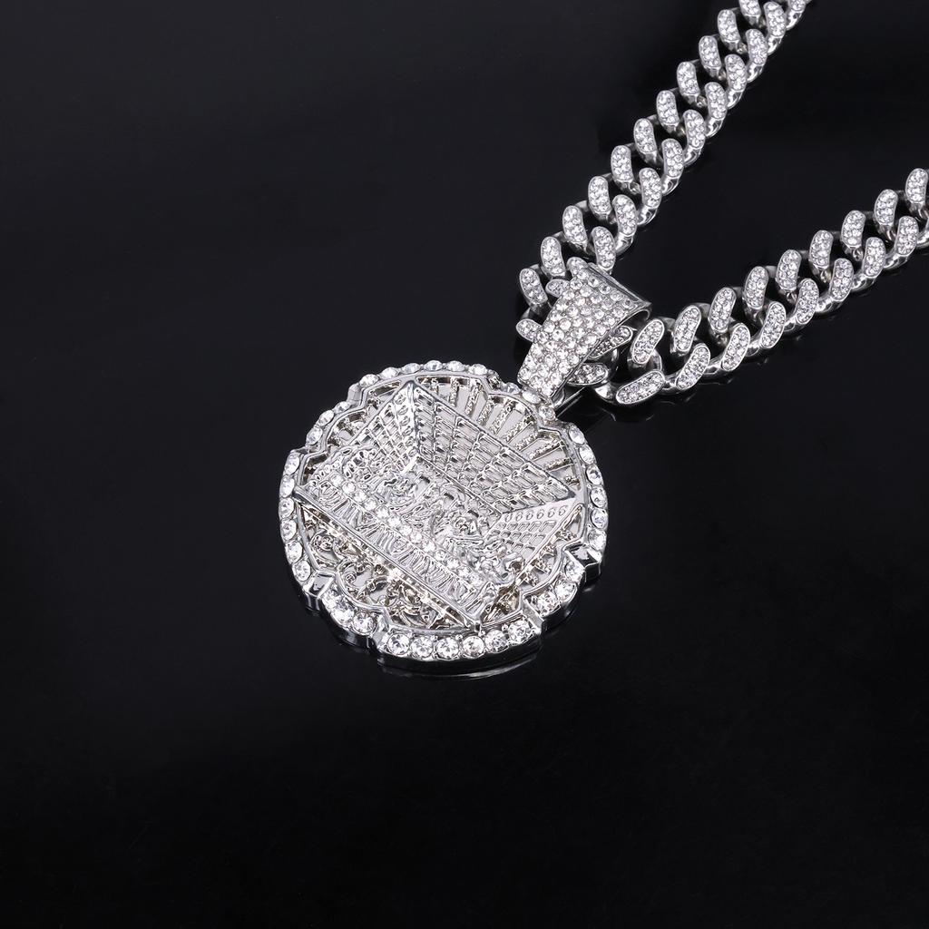 Alloy Necklace European American Unisex The Last Supper Pendant, Hip Hop Personalized Fashion Rap Rhinestone Pendant