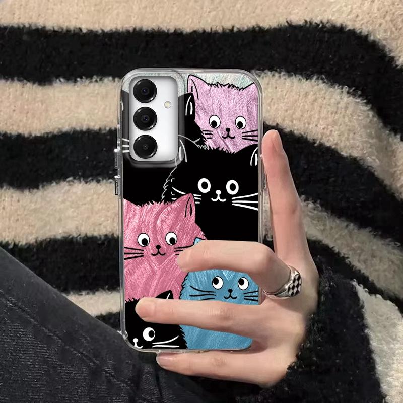 Cute Cat Case For Samsung A56 A16 A17 S25 FE Xiaomi Redmi Note 14 13 Pro 14C A5 Huawei Honor 400 200 Lite Pro iPhone 16 Pro Max Shockproof Cover