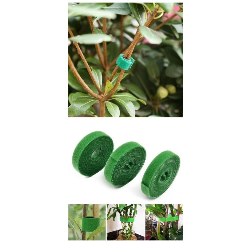 3 Rolls Green Garden Twine Plant Ties Nylon Plant Bandage Garden Hook Loop Bamboo Cane Wrap Support Garden Accessories