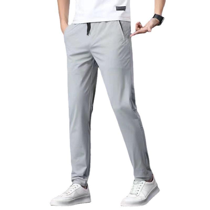 Ice silk casual pants men's 2025 summer new section Korean version slim straight spot wholesale light business trousers