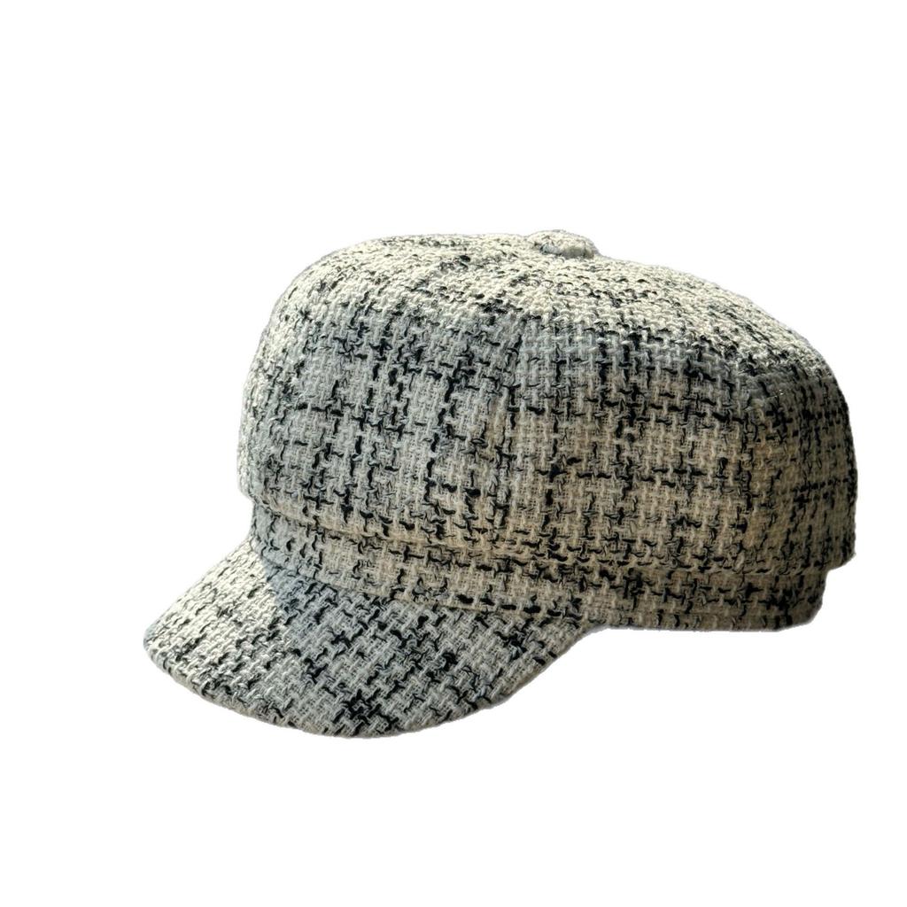 Small Fragrant Style Octagonal Hat for Women in Autumn and Winter Fashionable and Versatile Small Beret Temperament Newsboy Painter Hat