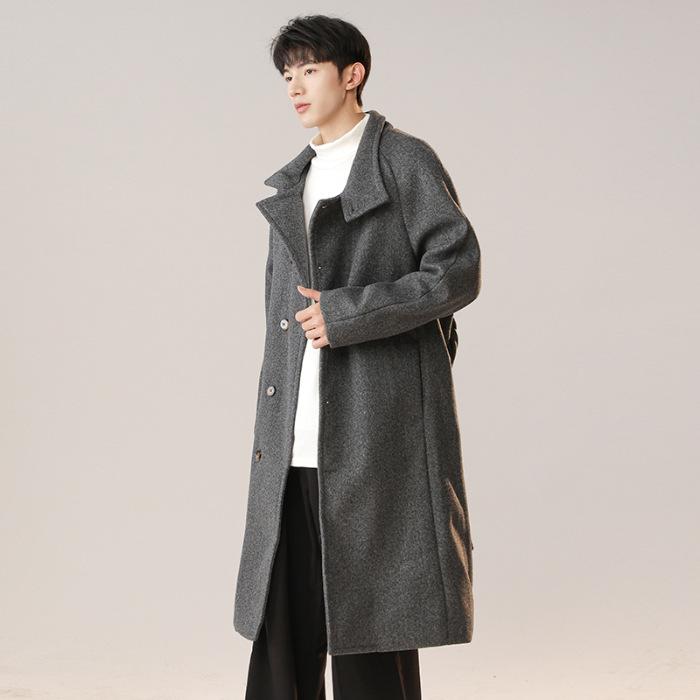 

Men s Mid-Length Woolen Trench Coat: Autumn/Winter, High-End Hong Kong Style, Versatile Couple Outerwear XL