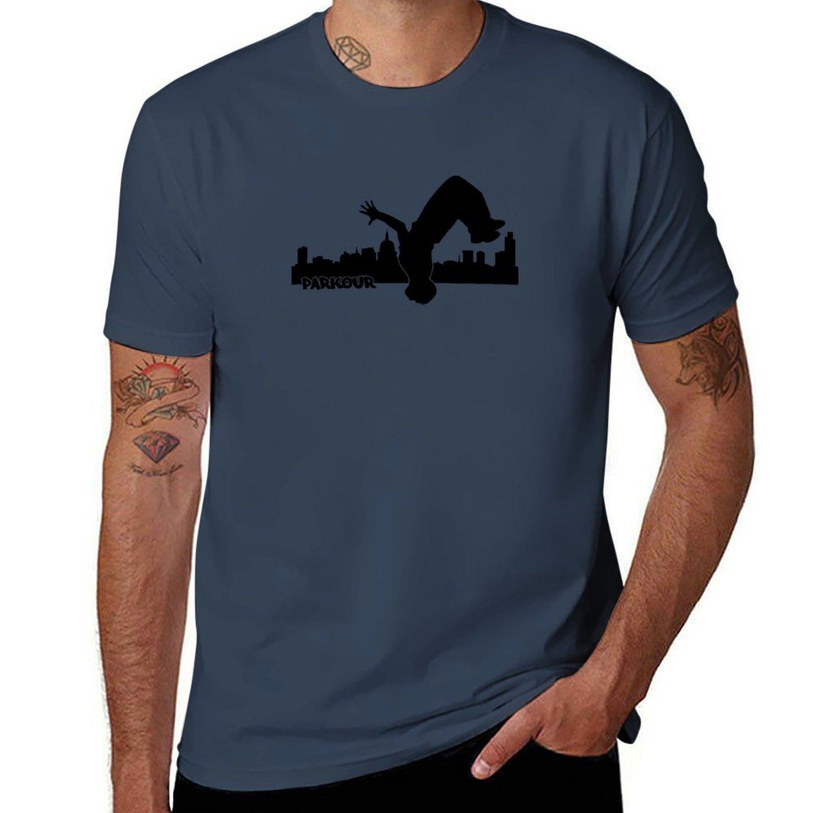 Parkour with text TShirt Trendy Print Short Sleeve TShirt S