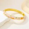 Enamel Floral Chinese Flower Bangle Peony with Leaf Women's Hand Bracelet  Girls