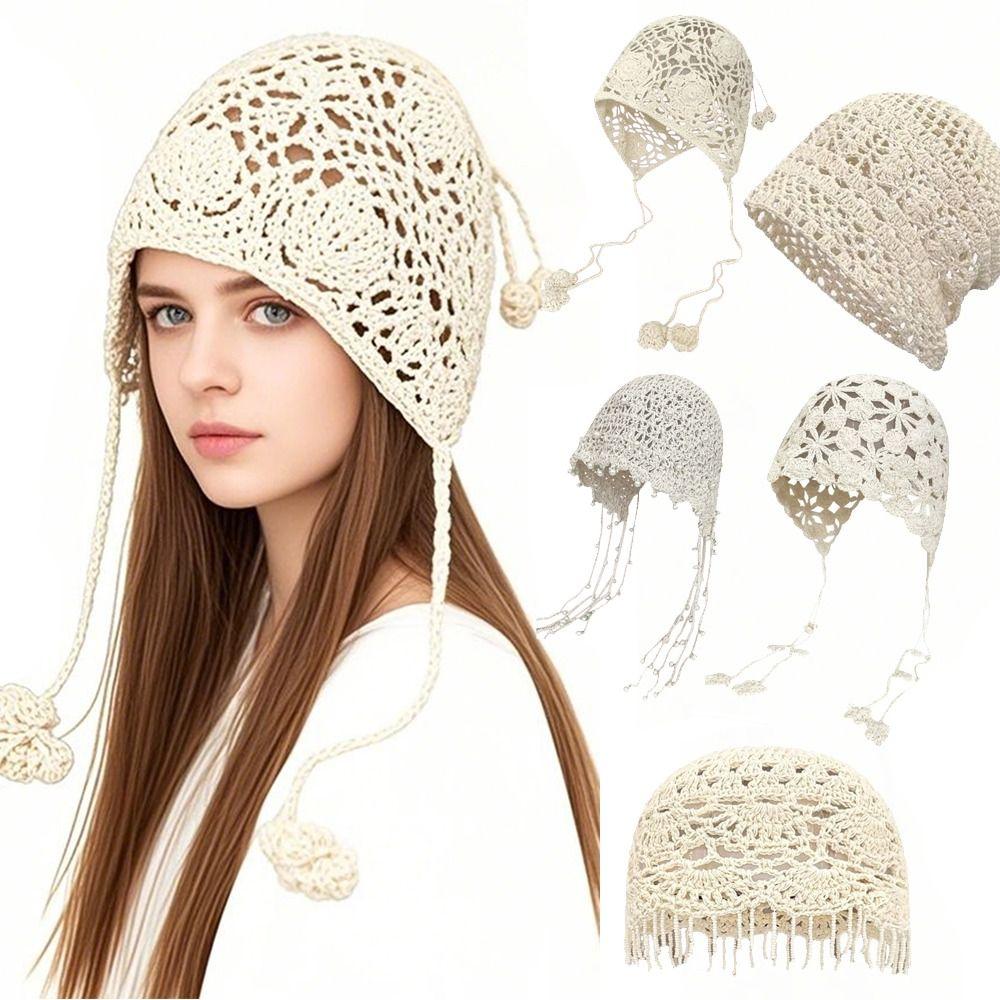 Crochet Slouchy Skull Cap Cotton Knitted Hat Fashion Women Beanie Hat Summer