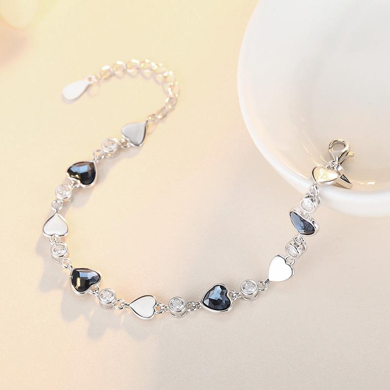 Tancise 925 Sterling Silber Zirkon Armband Schmuck Geometrische Perlenkette Gliederarmbänder Mode Feines Hochzeitsgeschenk für Freundin Frauen