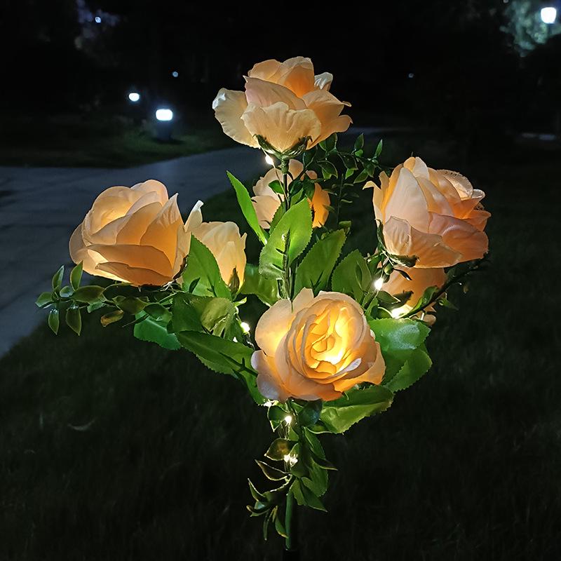 Solar-Powered Outdoor Waterproof Rose Flower LED Garden Lamp