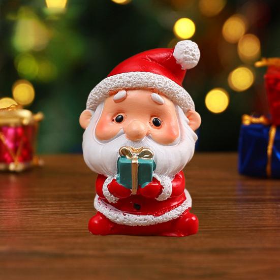 Yousheng Christmas Miniature Figurines Mini Resin Santa Claus/Snowman/Tree/Bear/Rabbit Figurine 3D Cute Christmas Statue for Home Desk Decor Dollhouse