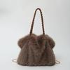 Dames Pluche Schoudertas met Nep Konijnenbont, Zachte Pluizige Schouder Handtas, Elegante Wolkentas voor Herfst & Winter, Perfect Kerstcadeau