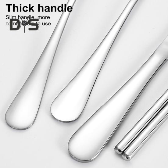 Stainless Steel Cutlery Set 4-Piece Retro Tableware Fork Spoon Chopsticks Knife with Storage Bag Mirror Polished Dishwasher Safe Cutlery Set for Home