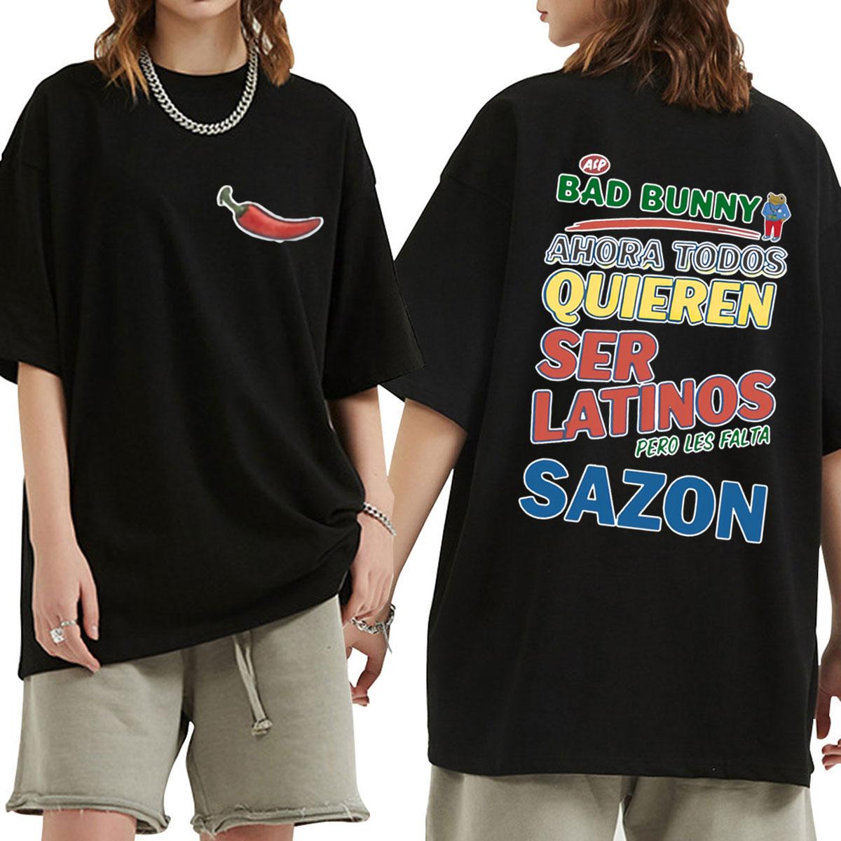 Rapper Bad Bunny Debi Tirar Mas Fotos DTMF T-Shirts Sommerkleidung Hip Hop Baumwolle Kurzarm XXXL white