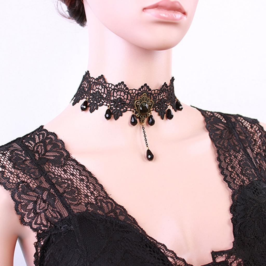 Women Vintage Lace Choker Necklace Collarbone Choker Collar Necklace for Various Outfit and Special Occasion