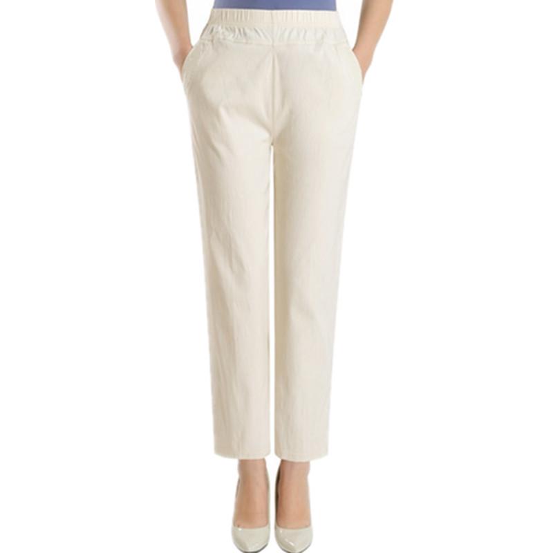 

2025 Summer High-Waist Loose Fit Casual Stretch Pants for Middle-Aged and Elderly Women XL абрикосовий