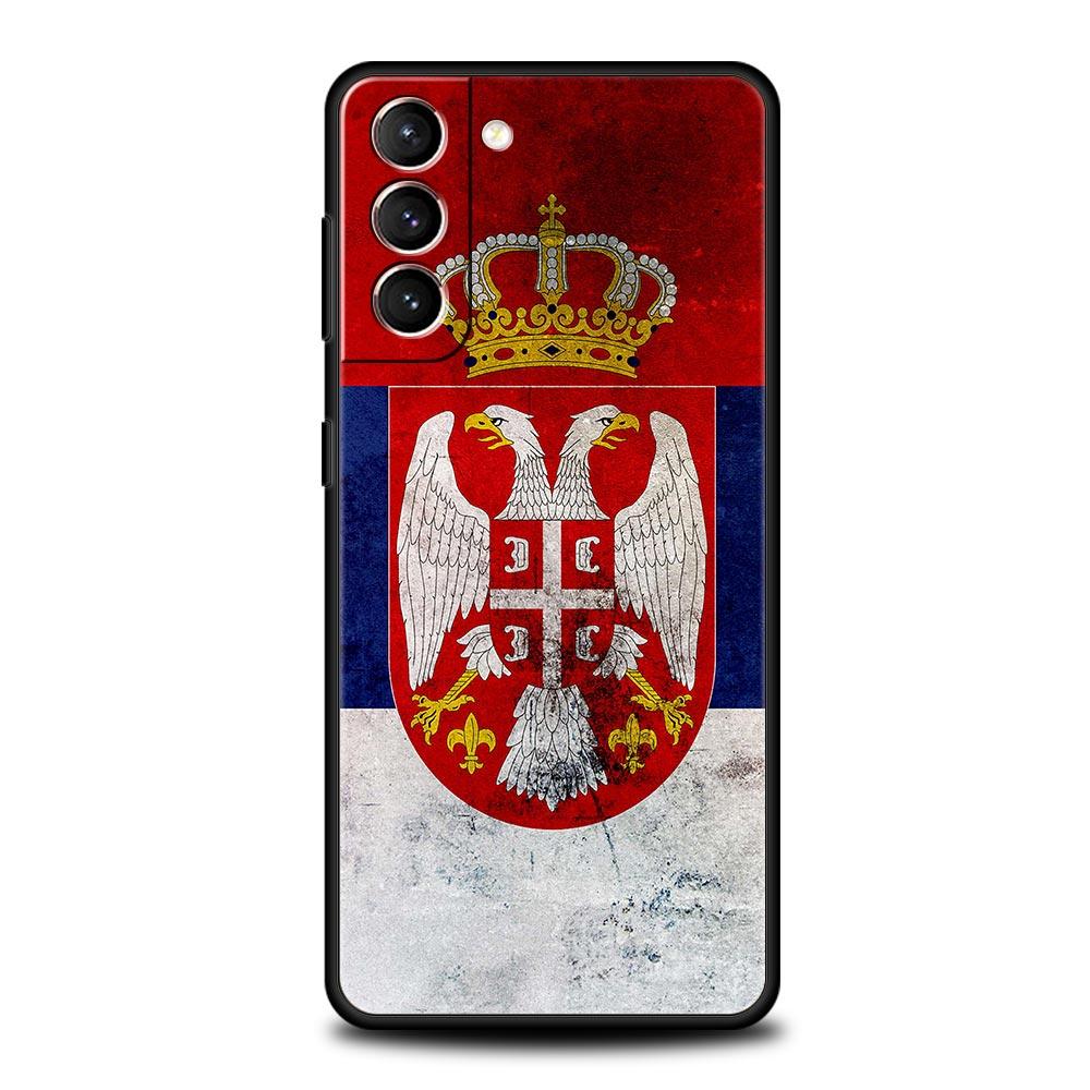 Serbien Flagge Abzeichen Handyhülle Für Samsung Galaxy S25 Edge S24 S23 S22 S21 Ultra S20 FE 5G S10 S10E S9 Plus Weiche TPU Hülle