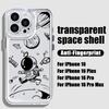Aircraft Route Print Soft Silicone Case For iPhone 16 Pro Max 15 Pro 14 Plus 13 12 11 XS Astronaut Planet Shockproof Clear Phone Cover