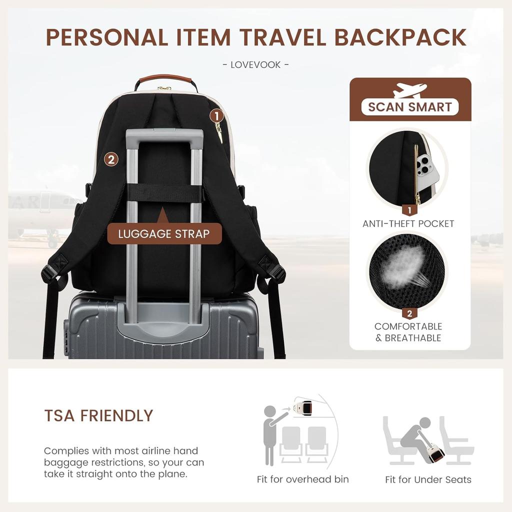 LOVEVOOK Laptop Backpack for Women with Pouch Pocket for Large Capacity Cup,15.6 Inch Laptop Computer Bag Travel Backpack Purse,Waterproof Work