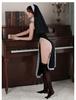 Golden Night Lingerie: Sexy Hollow Out Nun Role-Play Nightgown With Slit