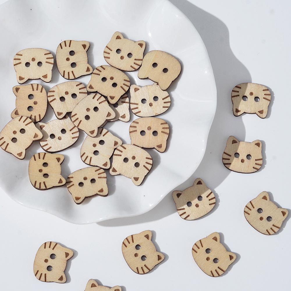 Teddy Bear & Kitten Cartoon Wood Buttons - DIY Bracelet & Necklace Beading Kit