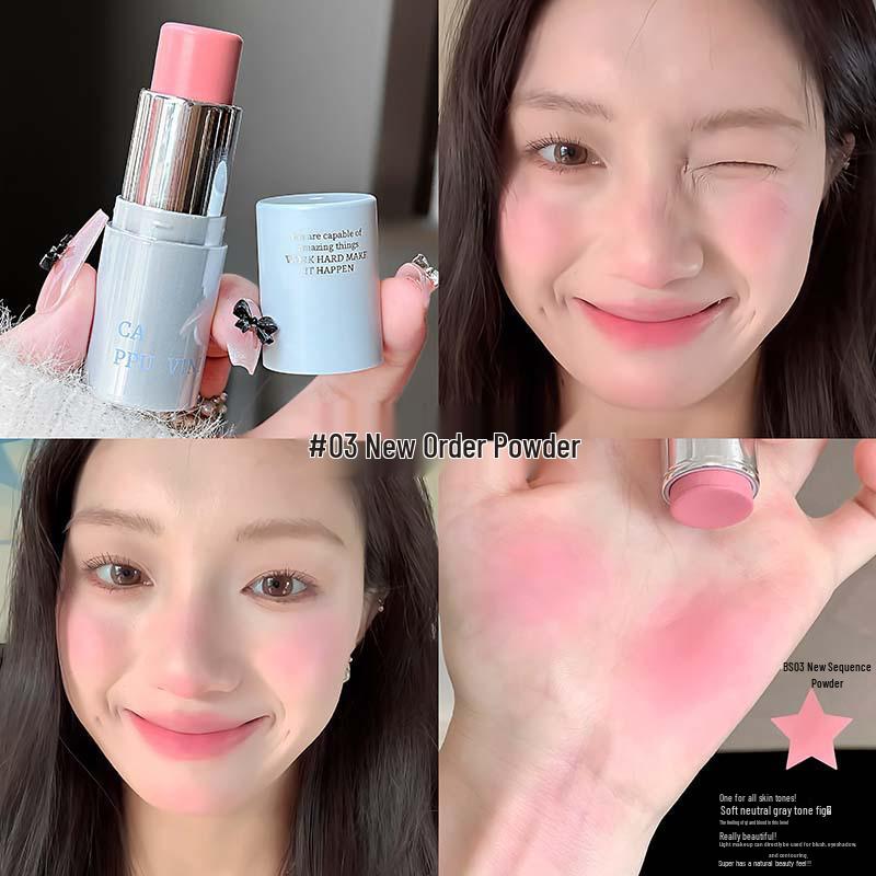 CAPPUVINI Multi-use Mist Stick: Gentle Whitening Korean Highlighter, Blush & Lipstick Combo.