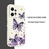 Purple Butterflies Square Silicone Phone Case For iPhone 16 15 14 13 12 11 Pro Max XS X XR 7 8 SE Transparent Back Cover