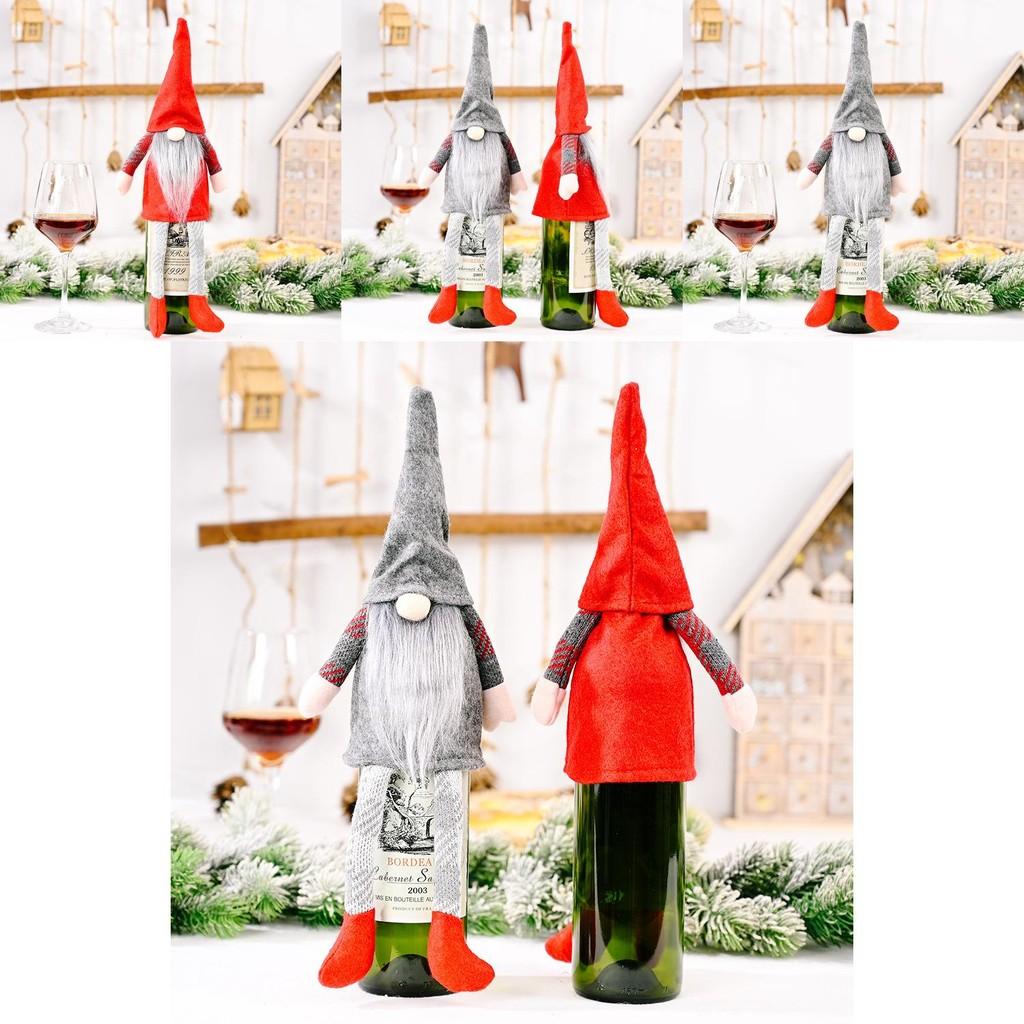 Delightful Wine Christmas Bottle Cover With No Face Doll And Hanging Legs Festivity For